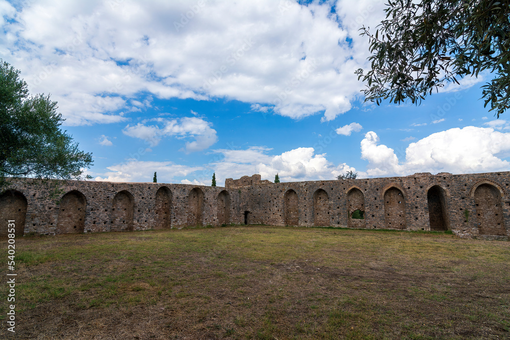 Ruins of the medieval castle in Androussa, Messinia, Greece
