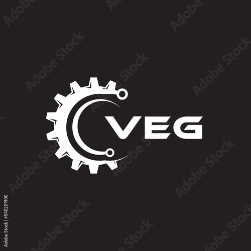 VEG letter technology logo design on black background. VEG creative initials letter IT logo concept. VEG setting shape design.
