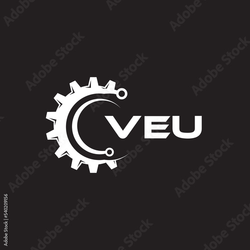 VEU letter technology logo design on black background. VEU creative initials letter IT logo concept. VEU setting shape design.
 photo