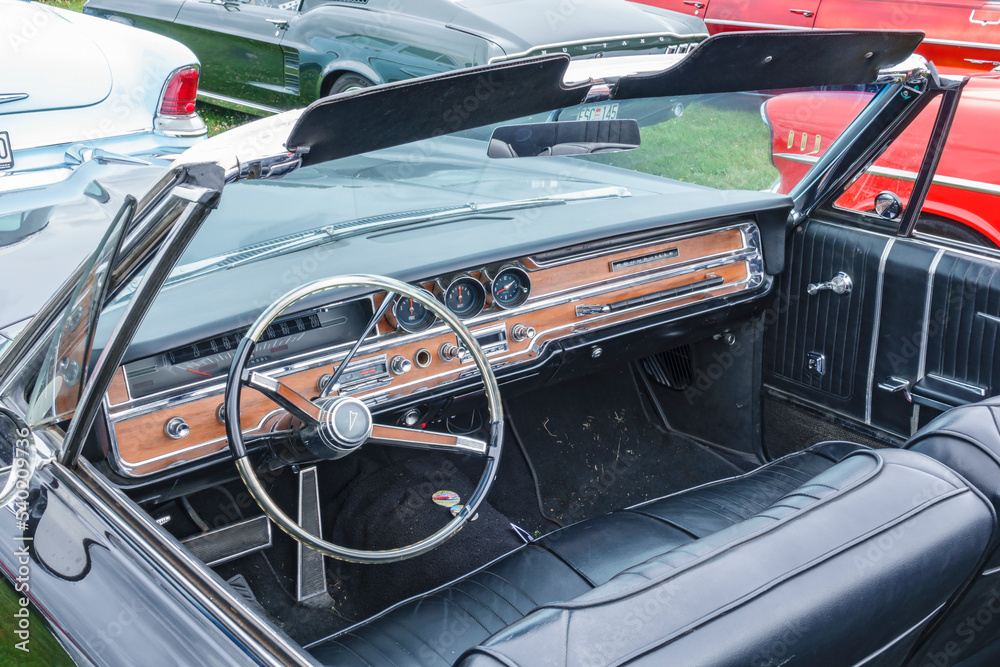 Interior in a american convertible car from the sixties Interior in a american convertible car from the sixties