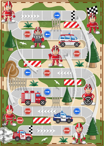 Car race. Board game. Vector illustration.