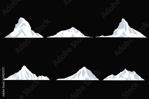 Vector mountain landscape on isolated background. Front view