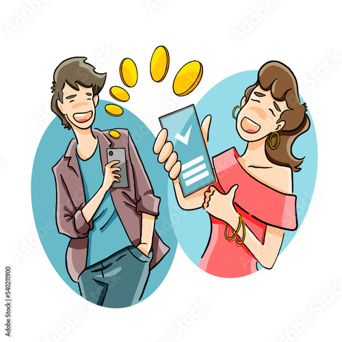 people transfering money digitally concept