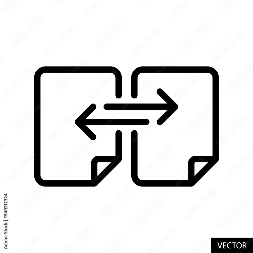 File sharing, Transfer files concept vector icon in line style design for website, app, UI, isolated on white background. Editable stroke. Vector illustration. File sharing, Transfer files concept vector icon in line style design for website, app, UI, isolated on white background. Editable stroke. Vector illustration.