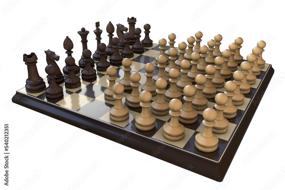 Horde variant of chess, 3D illustration Horde variant of chess, 3D illustration