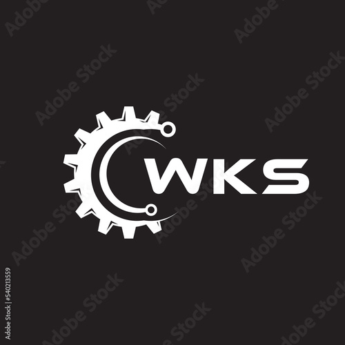 WKS letter technology logo design on black background. WKS creative initials letter IT logo concept. WKS setting shape design.
 photo