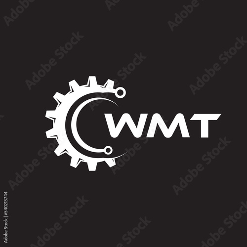 WMT letter technology logo design on black background. WMT creative initials letter IT logo concept. WMT setting shape design. 