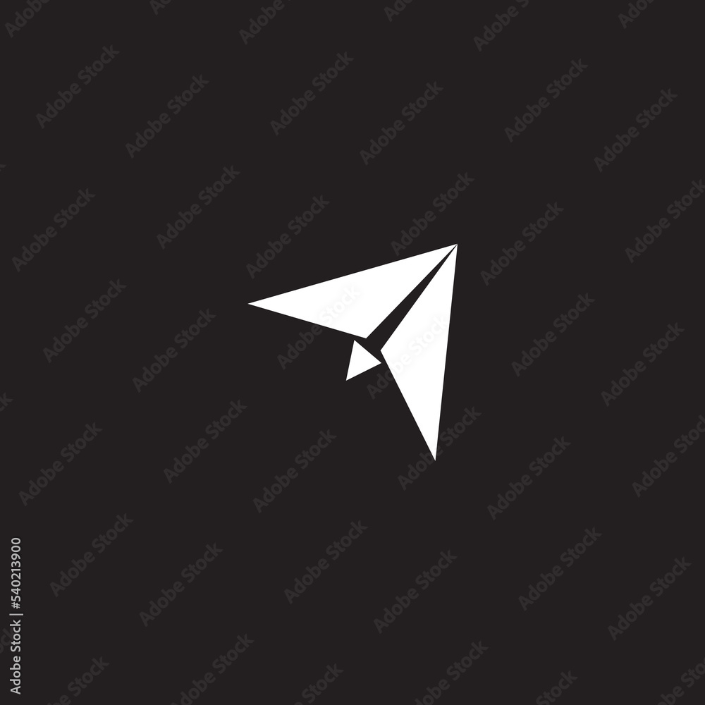 White paper airplane on a black background White paper airplane on a black background