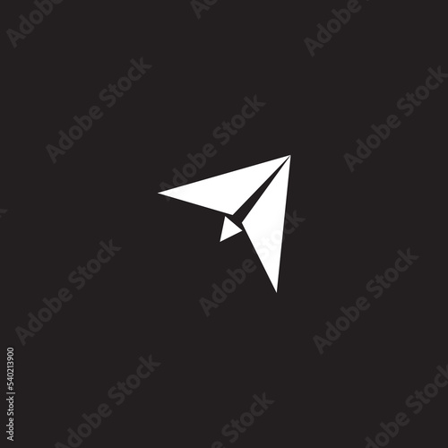 White paper airplane on a black background