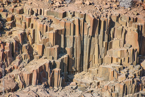 Organ pipes basalt rock formation in Damaraland Namibia