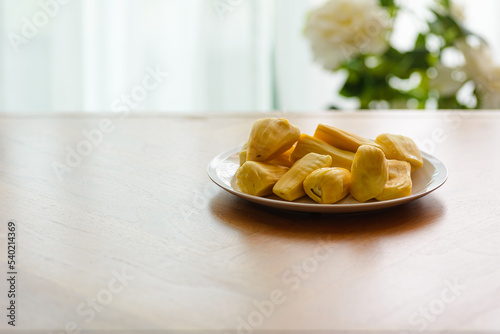 jackfruit on a white plate