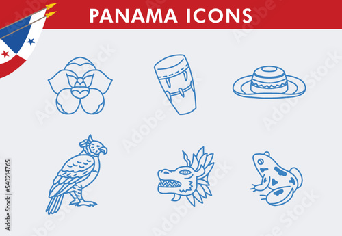VECTORS. Panama symbols and icons for patriotic holidays, cultural events and Independence Day