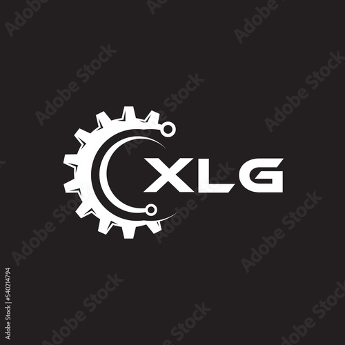 XLG letter technology logo design on black background. XLG creative initials letter IT logo concept. XLG setting shape design. 