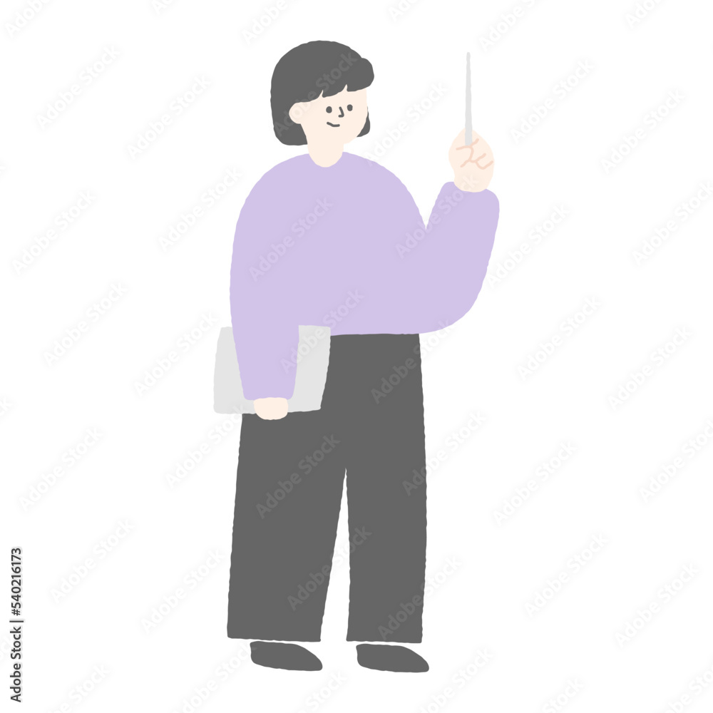 Hand drawn illustration of a woman doing presentation. Hand drawn illustration of a woman doing presentation.