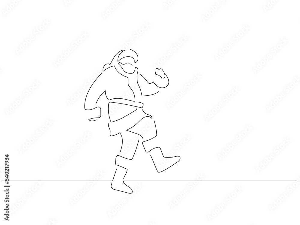 Santa Claus in line art drawing style. Composition of a christmas scene. Black linear sketch isolated on white background. Vector illustration design. Santa Claus in line art drawing style. Composition of a christmas scene. Black linear sketch isolated on white background. Vector illustration design.