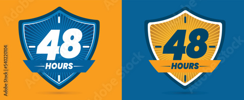 48 hour Protection. 48 hours shield Security Concept. Security Protection 48 hours. protection icon	