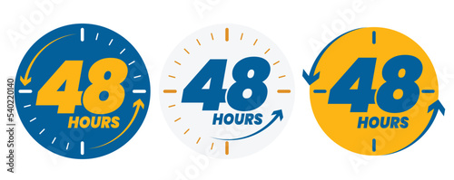 48 hour Protection. 48 hours icon. 48 hour logo. forty eight hour sign. blue and gold Vector illustration	