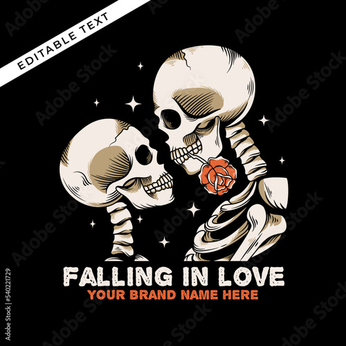 romantic skeleton vector illustration