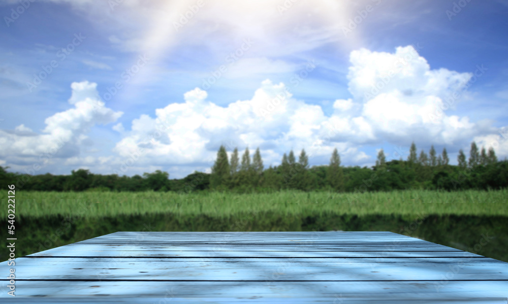 beautiful wooden floor and sky and meadow background beautiful wooden floor and sky and meadow background