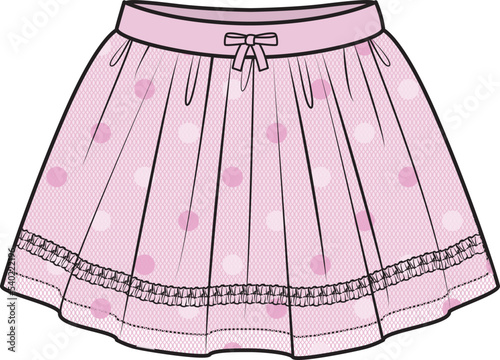 GIRLS AND TEEN BOTTOM WEAR SKIRTS VECTOR SKETCH
