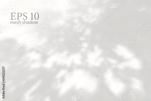 Transparent natural plant shadow. Light effect overlay. Mesh grid. Shadows from branches, plant, foliage and leaves on ground. Presentation your design card, poster Photo realistic vector