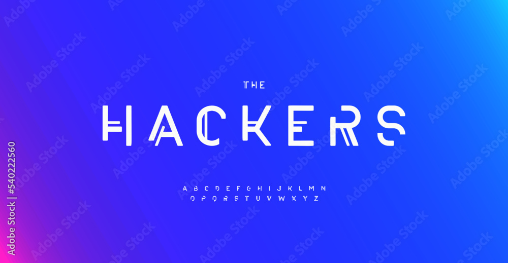Modern nordic font, technological alphabet, Scandinavian letters for unique logo, cyberspace monogram, modernist headline. Unusual and futuristic rune typography. Vector typeface