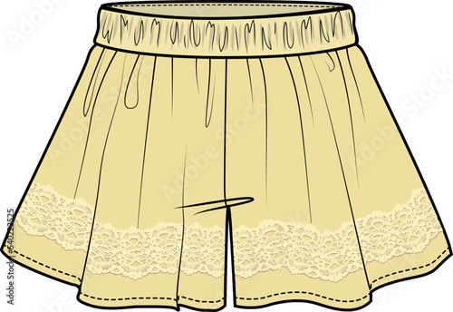 GIRLS AND TEEN WEAR FLORAL NET SKIRTS VECTOR SKETCH