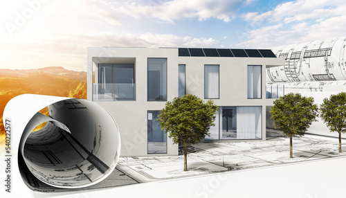 Bauplannung an einem energieeffizienten Mehrfamilienhaus - 3D Visualisierung