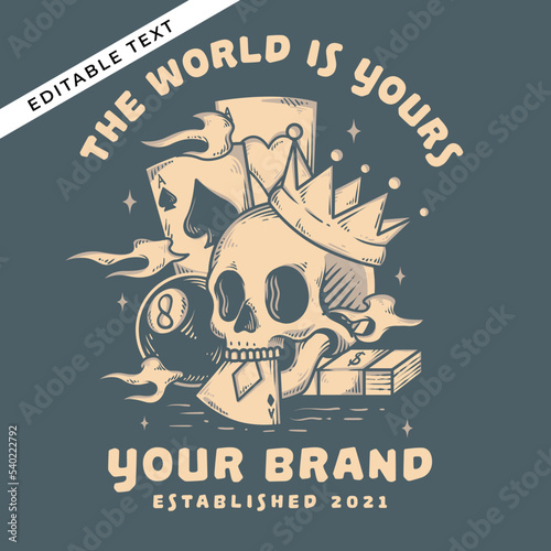 the skull head bite playing card vector illustration