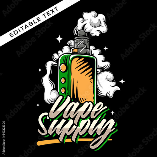 vape logo illustration with editable text 