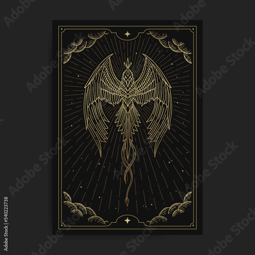 The valiant phoenix flies with its golden feathers