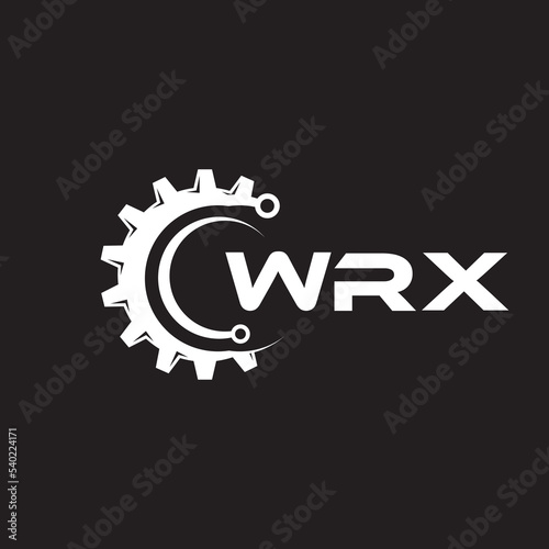 WRX letter technology logo design on black background. WRX creative initials letter IT logo concept. WRX setting shape design.
 photo