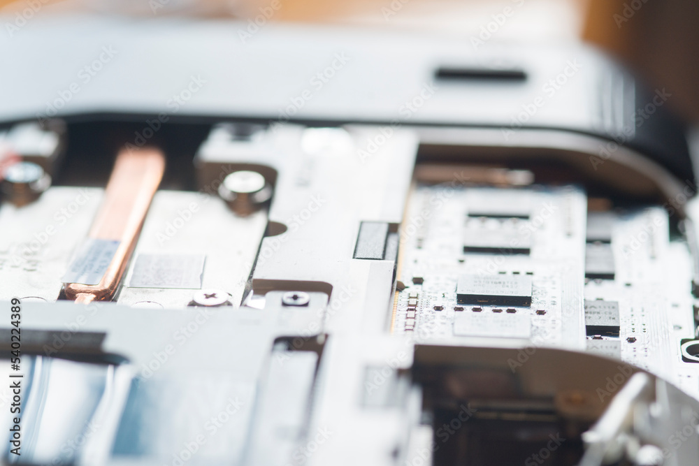 computer hardware, technology and communication concept-close up