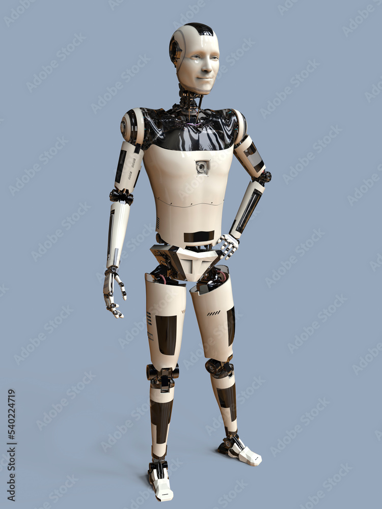 Fototapeta premium Futuristic humanoid robot, 3D illustration
