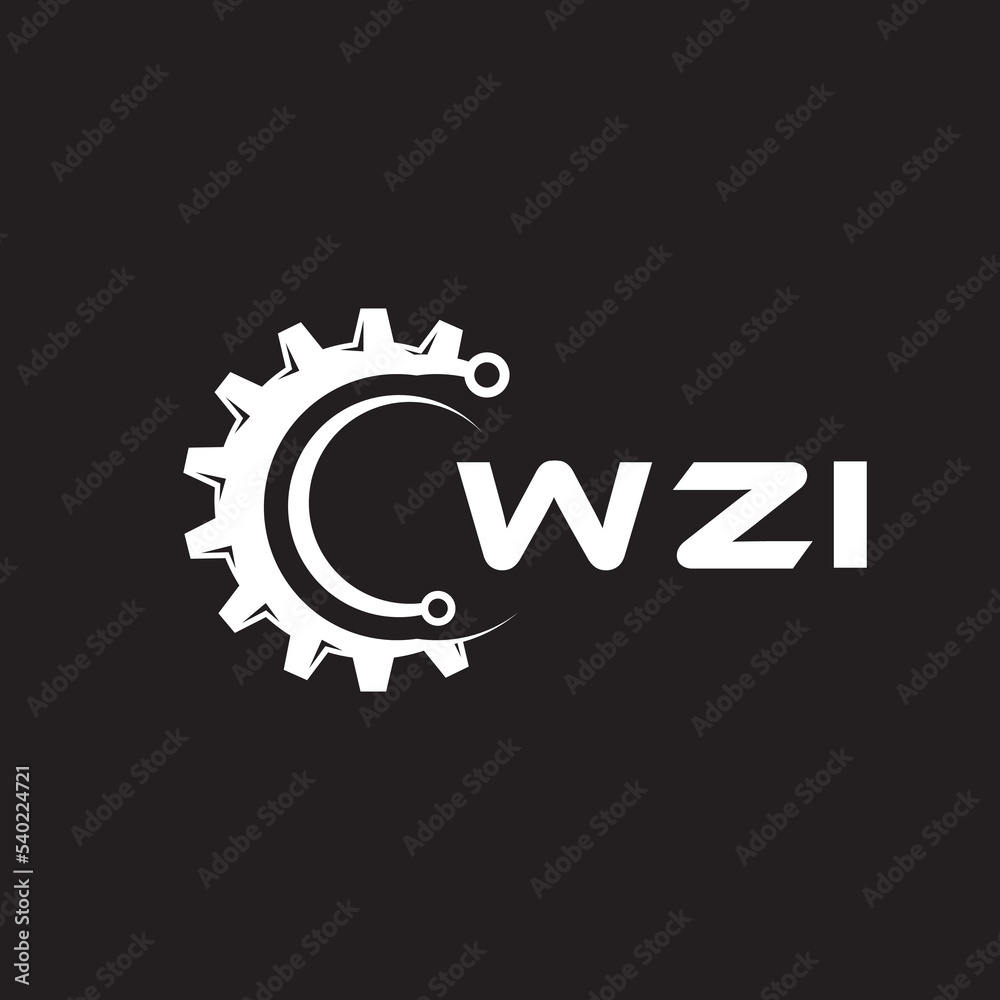 WZI letter technology logo design on black background. WZI creative initials letter IT logo concept. WZI setting shape design.
 - obrazy, fototapety, plakaty 