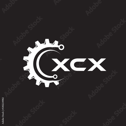 XCX letter technology logo design on black background. XCX creative initials letter IT logo concept. XCX setting shape design.
 photo