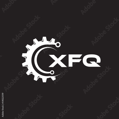 XFQ letter technology logo design on black background. XFQ creative initials letter IT logo concept. XFQ setting shape design. 