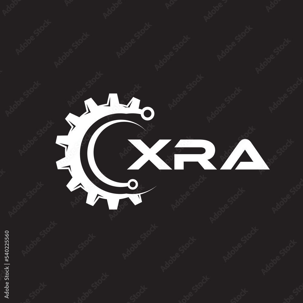 XRA letter technology logo design on black background. XRA creative initials letter IT logo concept. XRA setting shape design.
