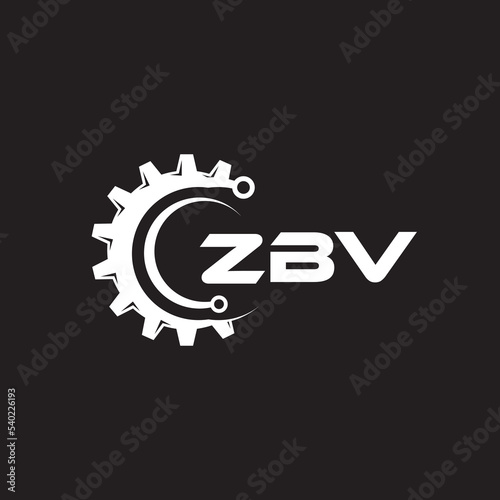 ZBV letter technology logo design on black background. ZBV creative initials letter IT logo concept. ZBV setting shape design. 