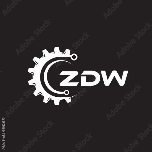 ZDW letter technology logo design on black background. ZDW creative initials letter IT logo concept. ZDW setting shape design. 