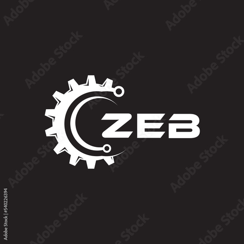 ZEB letter technology logo design on black background. ZEB creative initials letter IT logo concept. ZEB setting shape design.
 photo