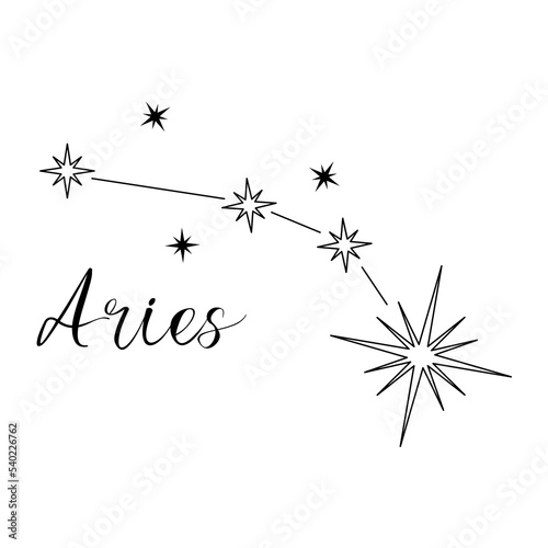 Constellation of Aries. Black and white stars on a white background