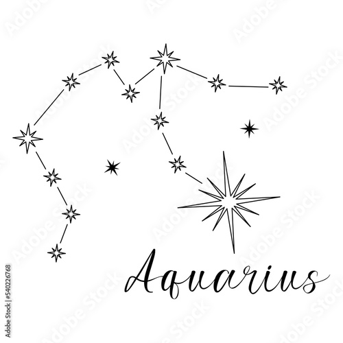 Constellation of Aquarius. Black and white stars on a white background