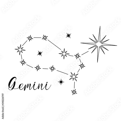 Constellation of Gemini. Black and white stars on a white background
