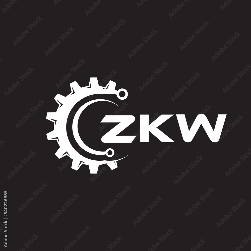ZKW letter technology logo design on black background. ZKW creative initials letter IT logo concept. ZKW setting shape design.
