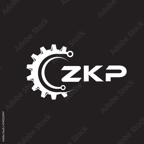 ZKP letter technology logo design on black background. ZKP creative initials letter IT logo concept. ZKP setting shape design.
 photo