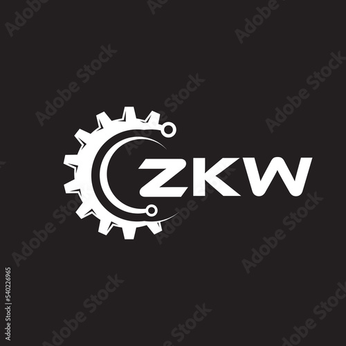 ZKW letter technology logo design on black background. ZKW creative initials letter IT logo concept. ZKW setting shape design. 