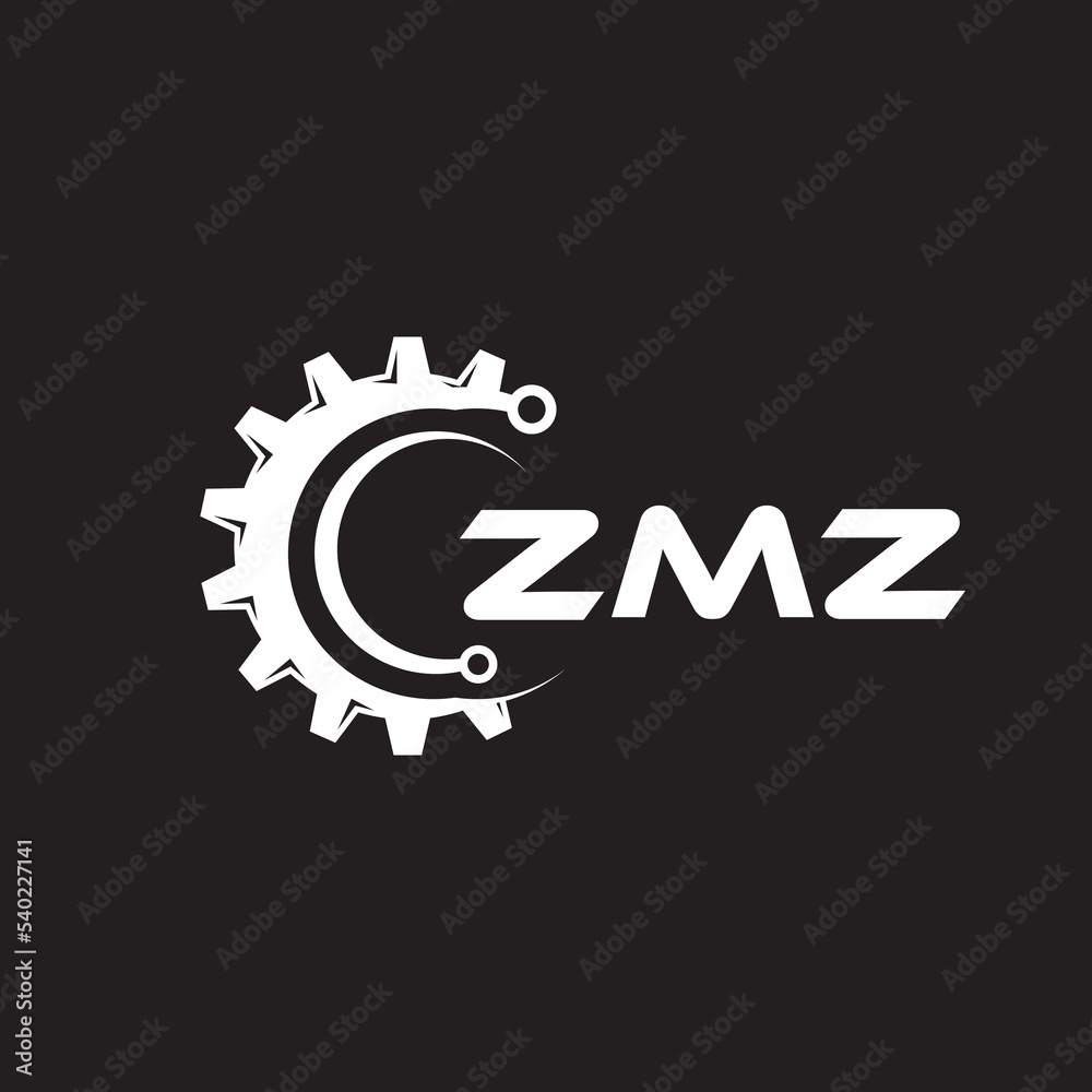 ZMZ letter technology logo design on black background. ZMZ creative initials letter IT logo concept. ZMZ setting shape design.
