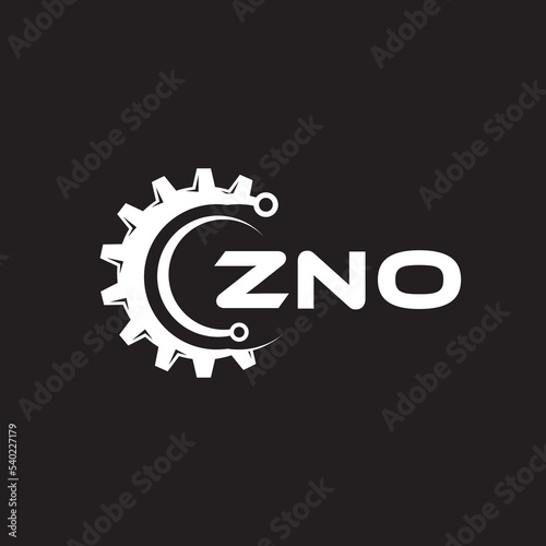 ZNO letter technology logo design on black background. ZNO creative initials letter IT logo concept. ZNO setting shape design. 