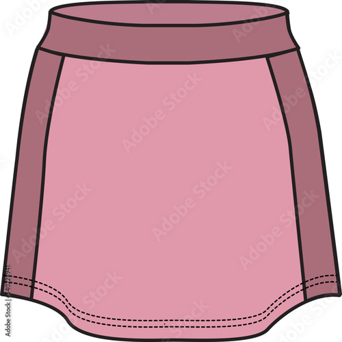 DOLPHIN HEM SKIRT FOR KID GIRLS VECTOR SKETCH